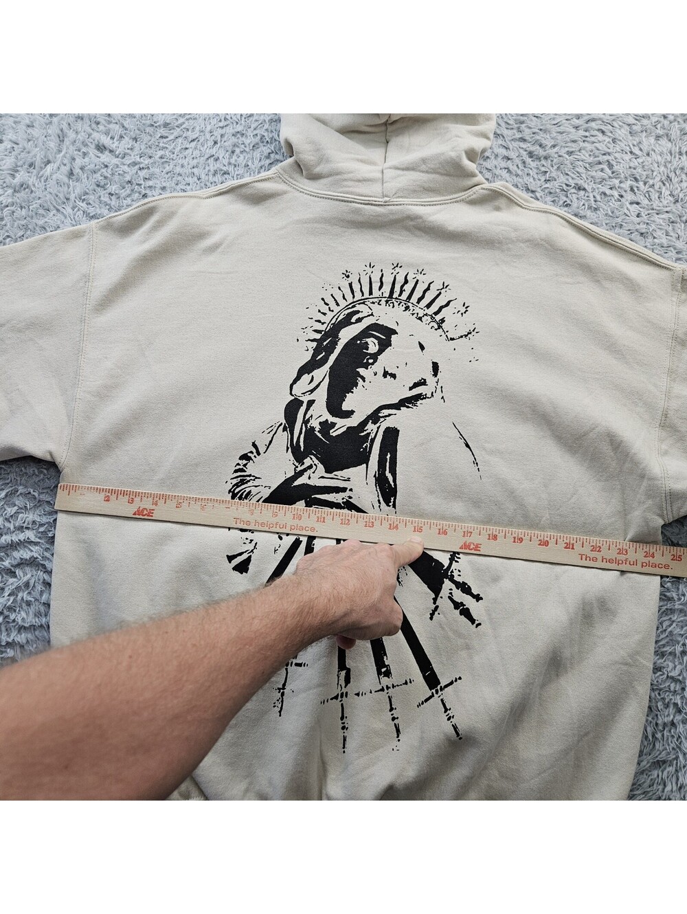 MCR Hot Topic My Chemical Romance Sword Lady Hoodie Sweatshirt XL Beige NEW - Picture 10 of 13